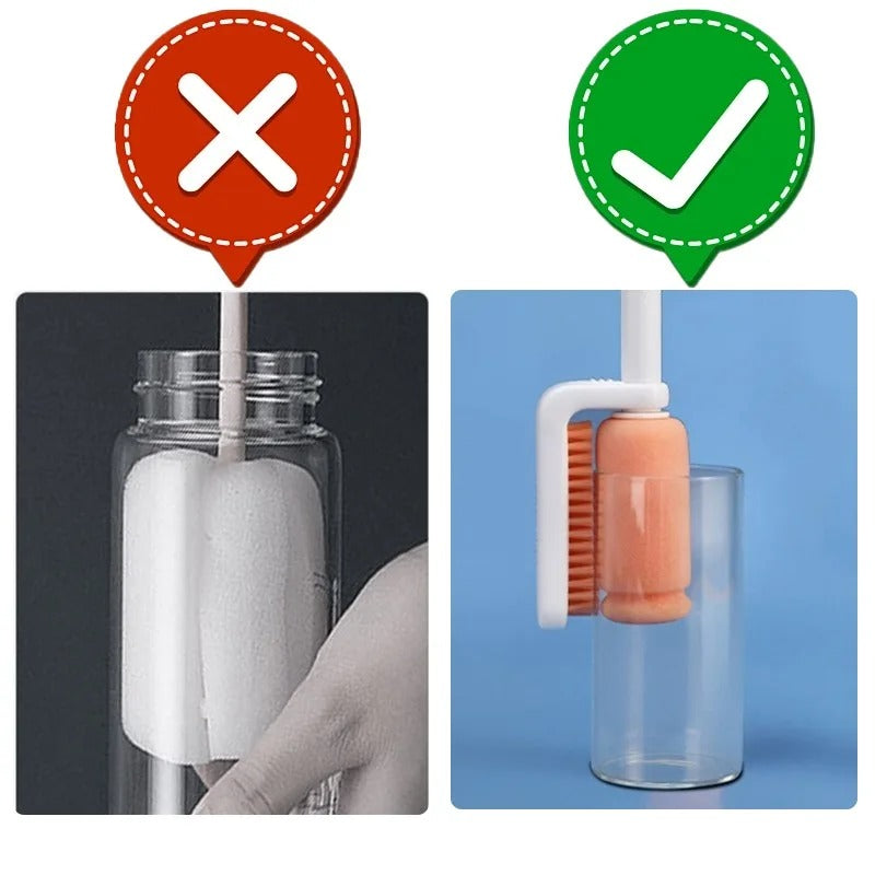 Brosse à Bouteille Télescopique Polyvalente à Double Tête