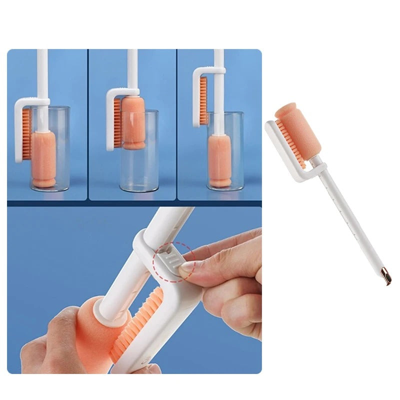 Brosse à Bouteille Télescopique Polyvalente à Double Tête