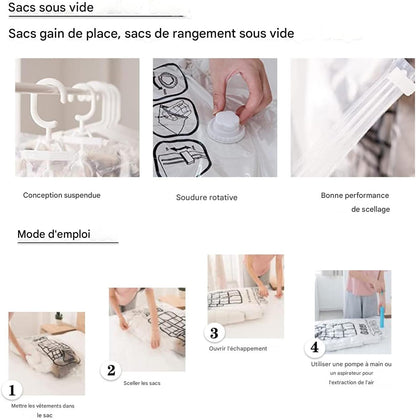 Sac de Rangement Sous Vide Suspendu avec Crochet et pompe éléctrique
